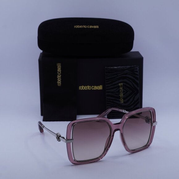 Roberto Cavalli SRC007 0D48 Square Sunglasses – Transparent Pink/Brown Gradient - Picture 5 of 11